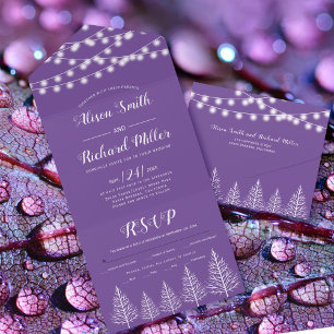 Invitation Tout En Un Arbres et lumières mariage d'hiver