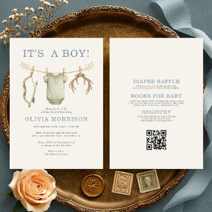Invitation Tout en Un Arc de Chasse C'est un Garçon Baby Show