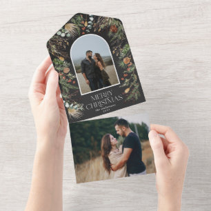 Invitation Tout En Un Arc de Noël aquarelle de couleur botanique floral