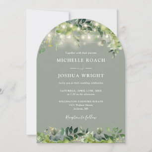 Invitation Tout en un Arc de verdure éclaire le Mariage vert