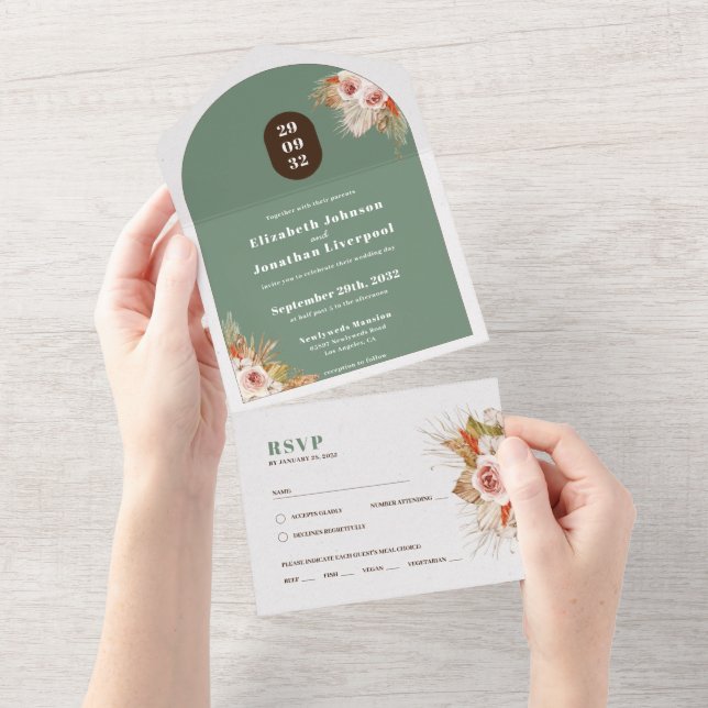 Invitation Tout En Un Arche fleurie du désert de Boho (Déchirure)