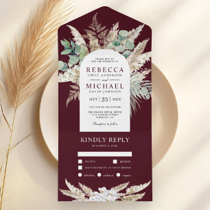 Invitation Tout En Un Arche rustique en eucalyptus des Pampas pour maria