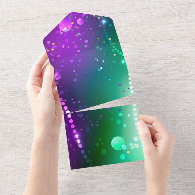 Invitation Tout En Un Arrière - plan mardi Gras Festive violet (Déchirure)