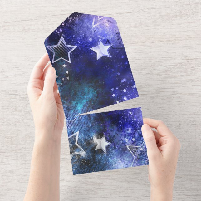 Invitation Tout En Un Arrière - plan spatial avec étoiles (Déchirure)