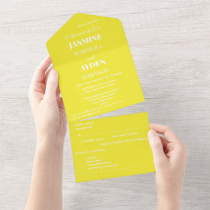 Invitation Tout En Un Arrière - plan vibrant Solid Jaune