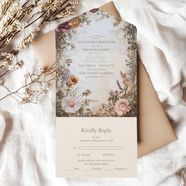 Invitation Tout En Un Art Nouveau Victorian Royal FlorMariage (Créateur téléchargé)