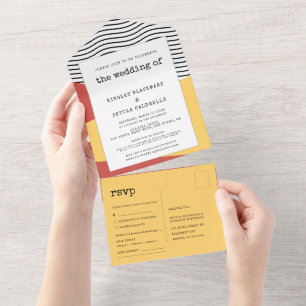 Invitation Tout En Un Art pop des années 80 mariage de style Memphis