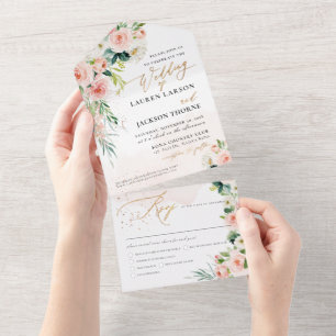 Invitation Tout En Un ArteApp Elégante Roses Roses Roses Roses Roses Ros