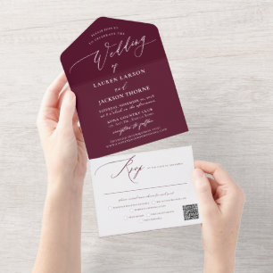 Invitation Tout En Un ArtsApp Moderne Calligraphie Mariage Bourgogne