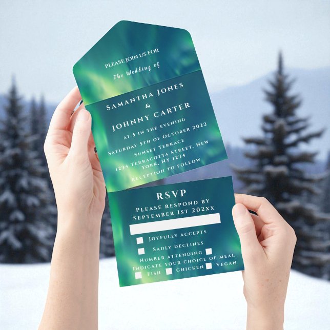 Invitation Tout En Un Aurora Borealis Starry Night Stars Sky Mariage (Créateur téléchargé)