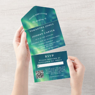 Invitation Tout En Un Aurora Borealis Starry Night Stars Sky Mariage