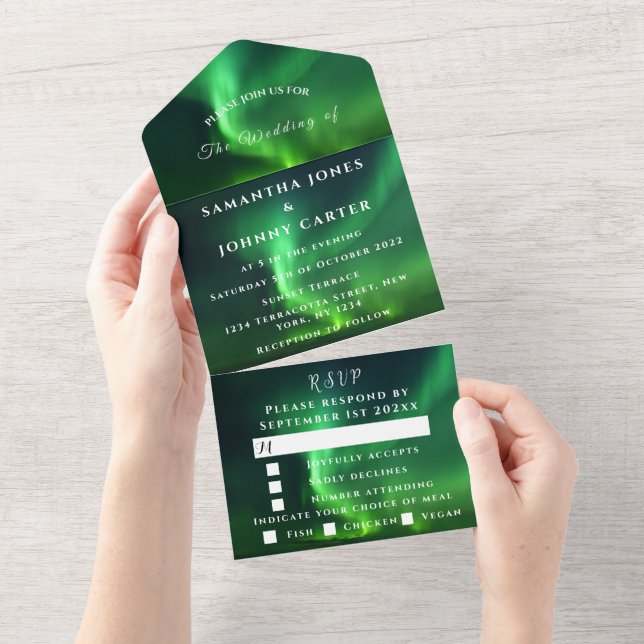 Invitation Tout En Un Aurora Starry Night Stars Sky Mariage (Déchirure)