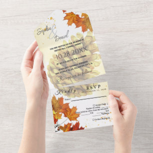 Invitation Tout En Un Automne à l'aquarelle marron