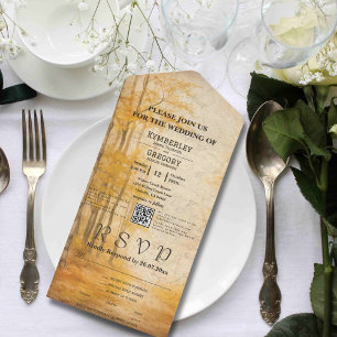 Invitation Tout En Un Automne Automne Forêt Aquarelle Style QR Code