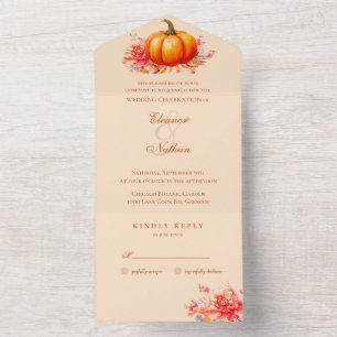 Invitation Tout En Un Automne Citrouille Mariage botanique