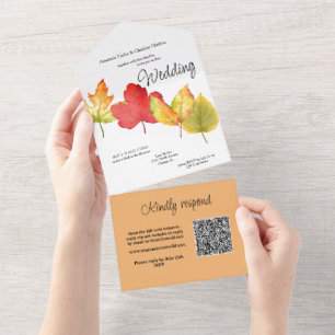 Invitation Tout En Un Automne Feuilles d'automne en un seul mariage Invi