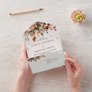 Invitation Tout En Un Automne Feuilles Russe Pays Boho Mariage