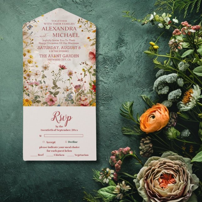 Invitation Tout En Un Automne Fleur sauvage Floral Mariage (Créateur téléchargé)