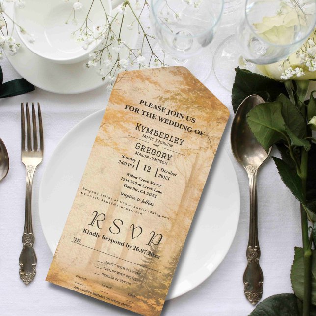 Invitation Tout En Un Automne Forêt Arbres Nature Courriel Site Web (Créateur téléchargé)