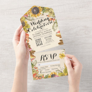 Invitation Tout En Un Automne Maple Feuille Citrouille Sunflower Wedding