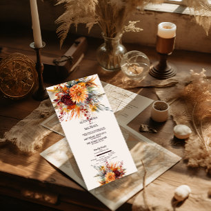 Invitation Tout En Un Automne Orange Brûlé Aquarelle Herbe de Pampas Mar