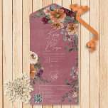 Invitation Tout En Un Automne Rouille Rustique & Vin Floral Vin QR Code<br><div class="desc">DISPONIBLE AVEC UN CODE QR OU AVEC OU SANS CHOIX DE DÎNER. Imaginez une faire-part de mariage charmante qui reflète parfaitement l'élégance rustique que vous désirez. L'invitation est accompagnée d'un arrière - plan bourguignon en détresse, apportant une touche vintage. Des fleurs d'aquarelle délicates dans les tons de rouille, de bordeaux,...</div>