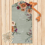 Invitation Tout En Un Automne Rouille Rustique & Vin Sage Floral Pas de<br><div class="desc">DISPONIBLE AVEC UN CODE QR OU AVEC OU SANS CHOIX DE DÎNER. Imaginez une faire-part de mariage charmante qui reflète parfaitement l'élégance rustique que vous désirez. L'invitation est accompagnée d'un arrière - plan vert sage en détresse, ajoutant une touche d'attrait vintage. Des fleurs d'aquarelle délicates dans les tons de rouille,...</div>