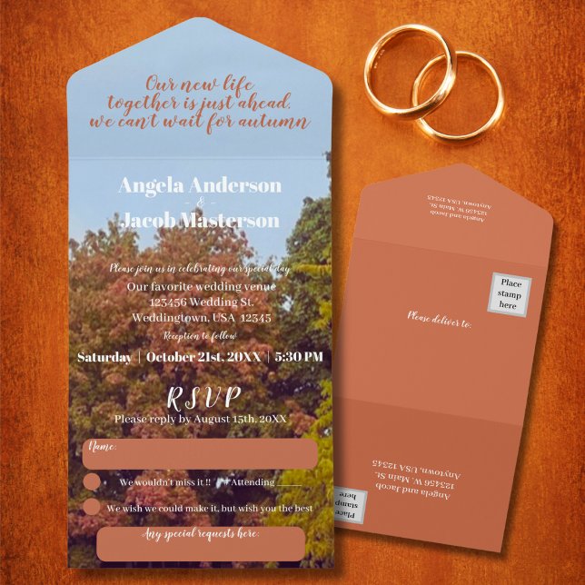 Invitation Tout En Un Automnes Terrecotta Mariage d'automne (Créateur téléchargé)
