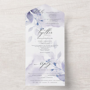 Invitation Tout en Un avec Feuillage Violet Prune