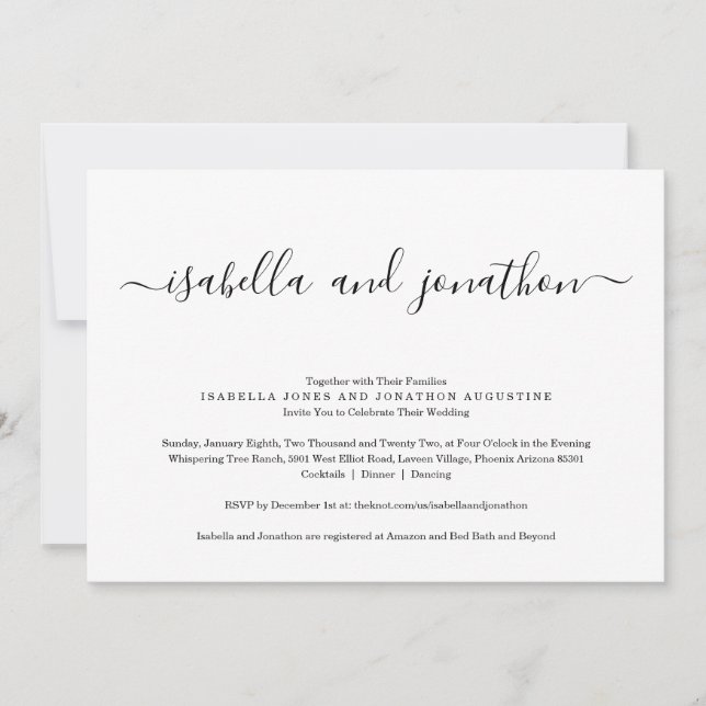 Invitation Tout en un avec RSVP et Registre (Devant)