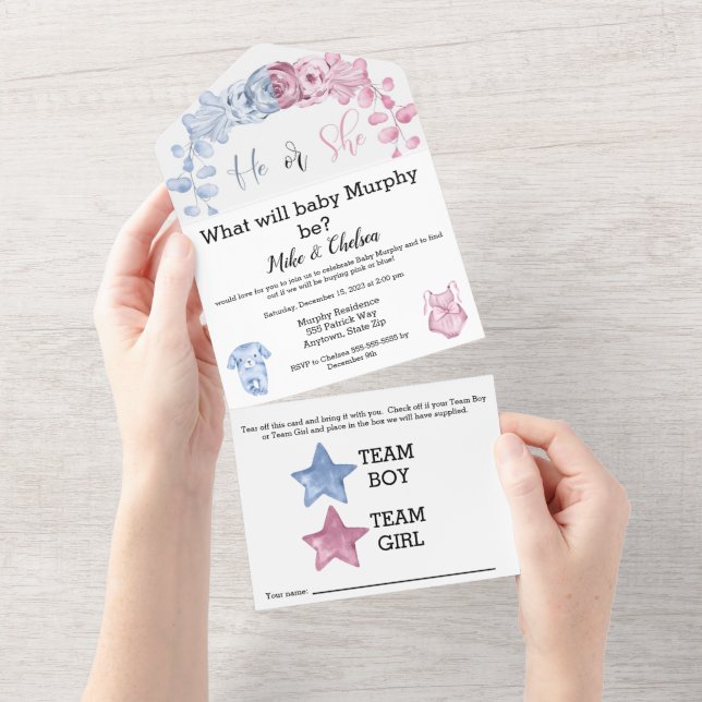 Invitation Tout En Un BABY Genre révéler l'invitation (Déchirure)