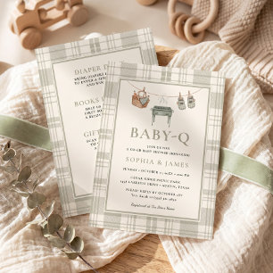 Invitation Tout en Un Baby Q Grill Corde à Linge Carreaux BBQ