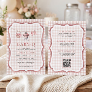 Invitation Tout-en-un Baby Q Grill Rose et Chaussons