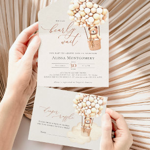 Invitation Tout En Un Baby shower Bear Balloons