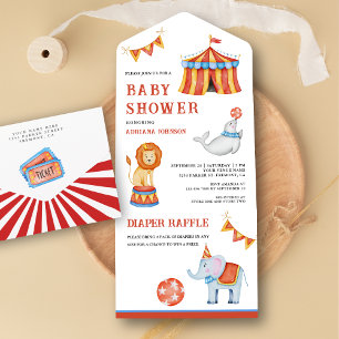 Invitation Tout En Un Baby Shower Cirque Carnaval Mignon