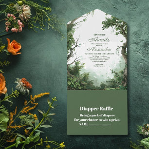 Invitation Tout En Un Baby shower d'aventure rustique Woodland