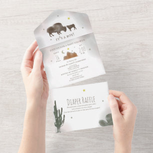 Invitation Tout En Un Baby shower de carafe de bison de Buffalo