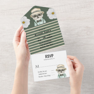 Invitation Tout En Un Baby shower de chien de chien mou d'aquarelle