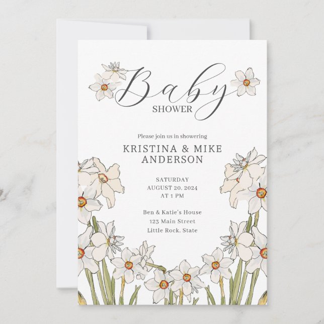 Invitation Tout en un Baby shower de code QR du printemps de  (Devant)