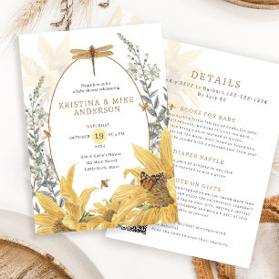 Invitation Tout en un Baby shower de Fleur sauvage de Sunflow