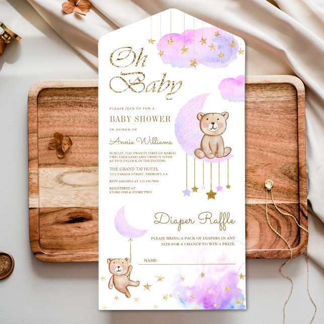 Invitation Tout En Un Baby shower d'ours mou en peluche doux (Créateur téléchargé)