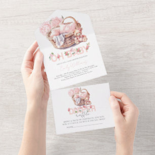 Invitation Tout En Un Baby shower et livres pour la tombola de couches p