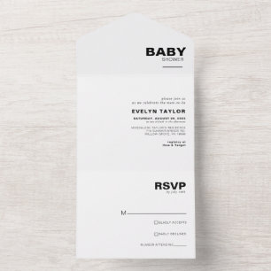 Invitation Tout En Un Baby shower formel minimaliste élégant