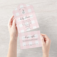 Baby shower lapin En vichy rose