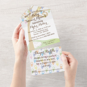 Invitation Tout En Un Baby shower, Paci Bunny