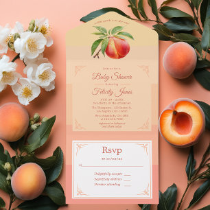 Invitation Tout En Un Baby shower Peach Fuzz