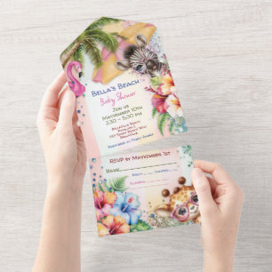 Invitation Tout En Un Baby shower plage