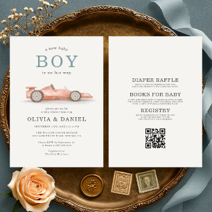 Invitation Tout en Un Baby Shower pour les couples amateurs d