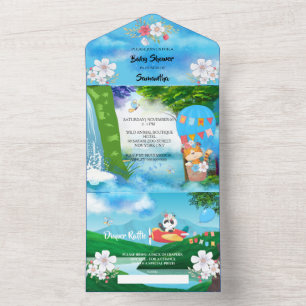 Invitation Tout En Un Ballon à air chaud animal pilote avion de la fête