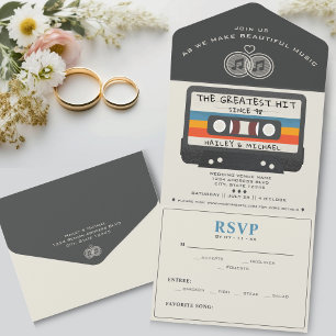 Invitation Tout En Un Bande de cassette Retro vintage Plus grand Mariage
